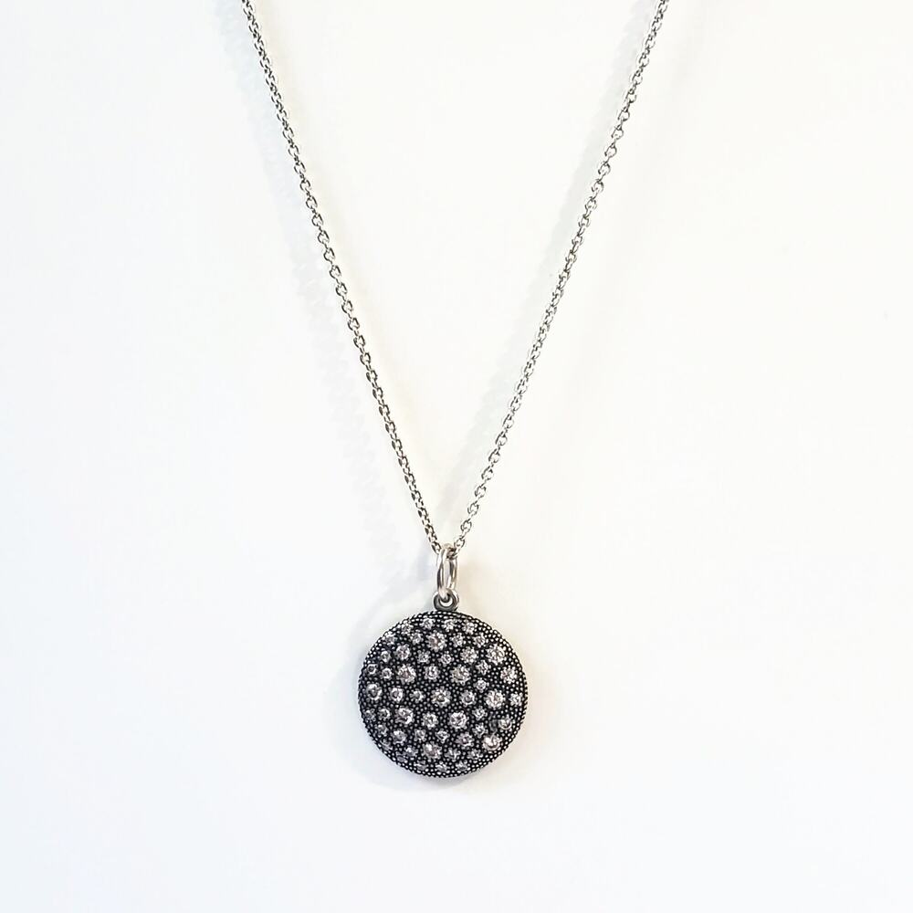 Pandora Cosmic Stars Cubic Zirconia Pave Disc Pendant Necklace Retired 35"